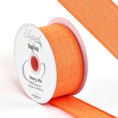 Eleganza Wired Edge Burlap 38mm x 10m Orange No.04 - Ribbons